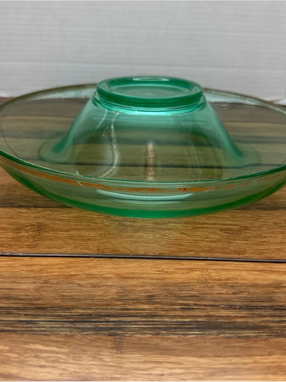 Vintage Green Depression Glass Rolled-Edge Console Bowl 10.5”
